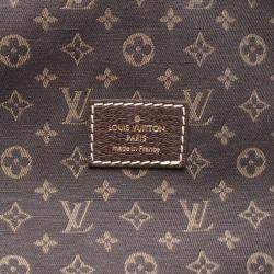 Pre Owned Louis Vuitton Saumur Shoulder Bag  Monogram Mini Lin Canvas Ebene
