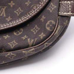 Pre Owned Louis Vuitton Saumur Shoulder Bag  Monogram Mini Lin Canvas Ebene