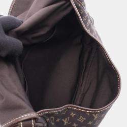Pre Owned Louis Vuitton Saumur Shoulder Bag  Monogram Mini Lin Canvas Ebene