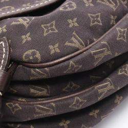 Pre Owned Louis Vuitton Saumur Shoulder Bag  Monogram Mini Lin Canvas Ebene