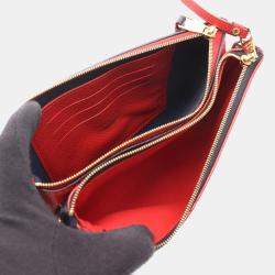 Pre Owned Louis Vuitton Pochette Double Zip Shoulder Bag  Monogram Empreinte Blue
