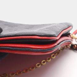 Pre Owned Louis Vuitton Pochette Double Zip Shoulder Bag  Monogram Empreinte Blue