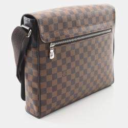Pre Owned Louis Vuitton District Mm Nm Shoulder Bag  Damier Canvas Brown Ebene
