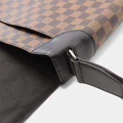 Pre Owned Louis Vuitton District Mm Nm Shoulder Bag  Damier Canvas Brown Ebene