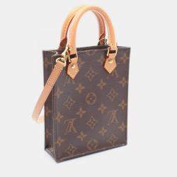 Pre Owned Louis Vuitton Petite Sac Plat Brown Monogram Canvas Tote Bag