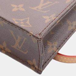 Pre Owned Louis Vuitton Petite Sac Plat Brown Monogram Canvas Tote Bag