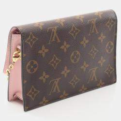 Pre Owned Louis Vuitton Portefeuille Flore Pink/Brown Monogram Canvas Chain Shoulder Bag