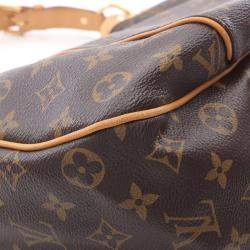 Pre Owned Louis Vuitton Galliera PM Brown Monogram Canvas Leather Shoulder Bag