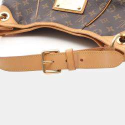 Pre Owned Louis Vuitton Galliera PM Brown Monogram Canvas Leather Shoulder Bag