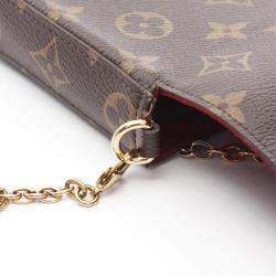 Pre Owned Louis Vuitton Felicie Pochette Monogram Fuschia Brown Canvas Shoulder Bag