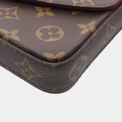 Pre Owned Louis Vuitton Felicie Pochette Monogram Fuschia Brown Canvas Shoulder Bag