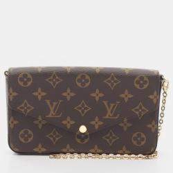 Pre Owned Louis Vuitton Felicie Pochette Monogram Fuschia Brown Canvas Shoulder Bag