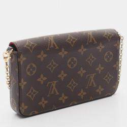 Pre Owned Louis Vuitton Felicie Pochette Monogram Fuschia Brown Canvas Shoulder Bag