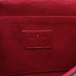 Pre Owned Louis Vuitton Felicie Pochette Monogram Fuschia Brown Canvas Shoulder Bag