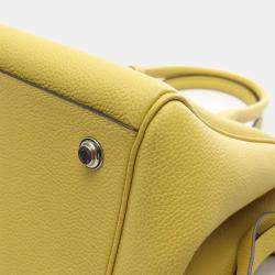Pre Owned Louis Vuitton Milla PM Yellow Leather Top Handle Bag
