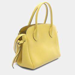 Pre Owned Louis Vuitton Milla PM Yellow Leather Top Handle Bag