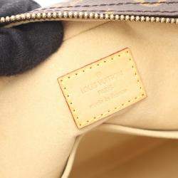 Pre Owned Louis Vuitton Manhattan PM Brown Monogram Canvas Leather Handbag