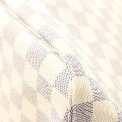 Pre Owned Louis Vuitton Neverfull MM White Damier Azur Canvas Shoulder Bag