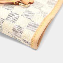 Pre Owned Louis Vuitton Neverfull MM White Damier Azur Canvas Shoulder Bag