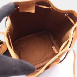 Pre Owned Louis Vuitton Nano Noe Brown Monogram Canvas Leather Shoulder Bag