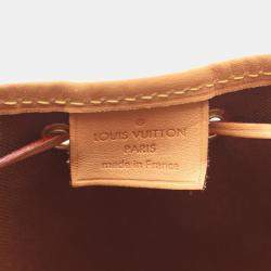 Pre Owned Louis Vuitton Nano Noe Brown Monogram Canvas Leather Shoulder Bag