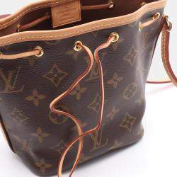 Pre Owned Louis Vuitton Nano Noe Brown Monogram Canvas Shoulder Bag