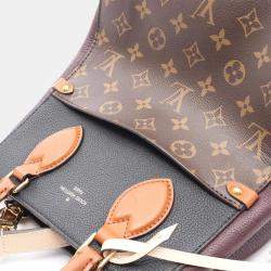 Pre Owned Louis Vuitton Fold Tote MM Black/Brown Monogram Canvas Leather Shoulder Bag