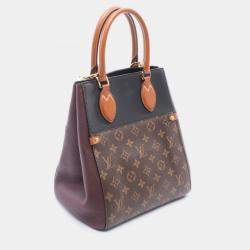 Pre Owned Louis Vuitton Fold Tote MM Black/Brown Monogram Canvas Leather Shoulder Bag