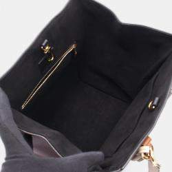 Pre Owned Louis Vuitton Fold Tote MM Black/Brown Monogram Canvas Leather Shoulder Bag