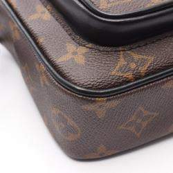 مملوكة مسبقًا حقيبة كتف لوي فيتون كريستوفر محفظة قابلة للارتداء قماش مونوجرام مكاسار بني