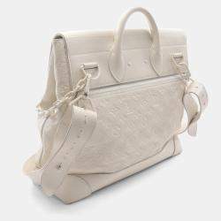 Pre Owned Louis Vuitton Steamer PM White Monogram Empreinte Leather Handbag