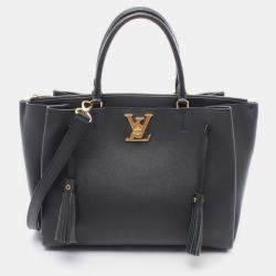 Pre Owned Louis Vuitton Lockme Black Leather Shoulder Bag