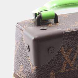Pre Owned Louis Vuitton Vertical Box Trunk Brown/Green Monogram Canvas Shoulder Handbag