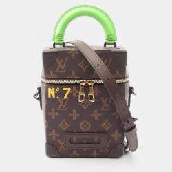 Pre Owned Louis Vuitton Vertical Box Trunk Brown/Green Monogram Canvas Shoulder Handbag