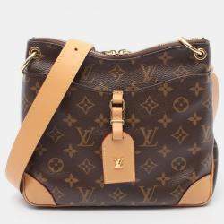 Pre Owned Louis Vuitton Odeon NM PM Brown Monogram Canvas Leather Shoulder Bag