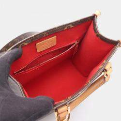 Pre Owned Louis Vuitton Sac Plat BB Brown Monogram Canvas Shoulder Handbag