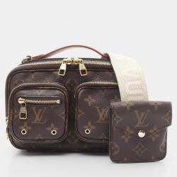 Pre Owned Louis Vuitton Utility Brown Monogram Canvas Crossbody Shoulder Handbag