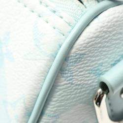 Pre Owned Louis Vuitton Aquagarden Keepall Bandouliere 25 Blue Monogram Canvas Shoulder Bag