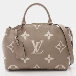 Pre Owned Louis Vuitton Petit Palais PM Bicolor Beige Monogram Empreinte Leather Shoulder Bag