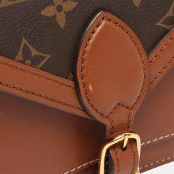Pre Owned Louis Vuitton Sac Biface Brown Monogram Canvas Leather Shoulder Bag