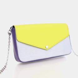 Pre Owned Louis Vuitton Felicie Pochette Yellow,Blue,Purple Epi Leather Shoulder Bag