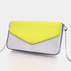 Pre Owned Louis Vuitton Felicie Pochette Yellow,Blue,Purple Epi Leather Shoulder Bag
