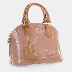 Pre Owned Louis Vuitton Alma BB Beige Patent Leather Shoulder Bag