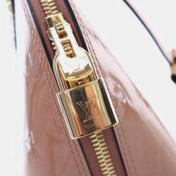 Pre Owned Louis Vuitton Alma BB Beige Patent Leather Shoulder Bag