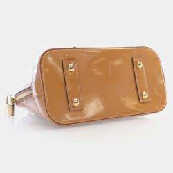 Pre Owned Louis Vuitton Alma BB Beige Patent Leather Shoulder Bag