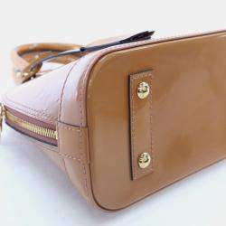 Pre Owned Louis Vuitton Alma BB Beige Patent Leather Shoulder Bag