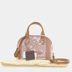 Pre Owned Louis Vuitton Alma BB Beige Patent Leather Shoulder Bag