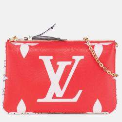 Pre Owned Louis Vuitton Pink Limited Edition Monogram Giant Double Zip Pochette