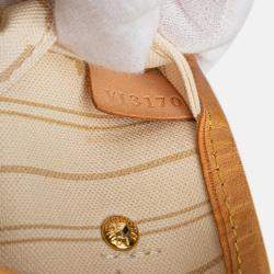 Pre Owned Louis Vuitton White Damier Azur Neverfull PM