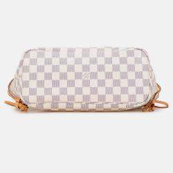 Pre Owned Louis Vuitton White Damier Azur Neverfull PM
